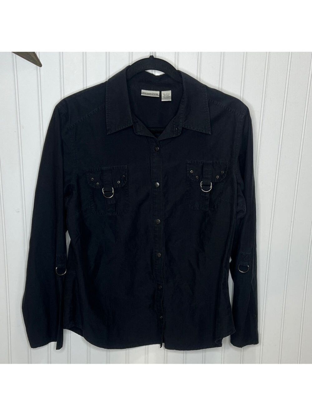 Chico's Cotton Silk Button-Down Shirt Size 2 = Medium